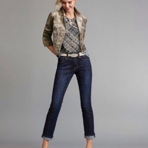 Cabi High Straight Distressed Stretch Jeans Size 4